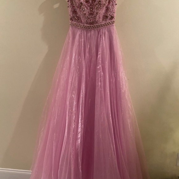 Sherri Hill Pink Beaded Tulle Gown